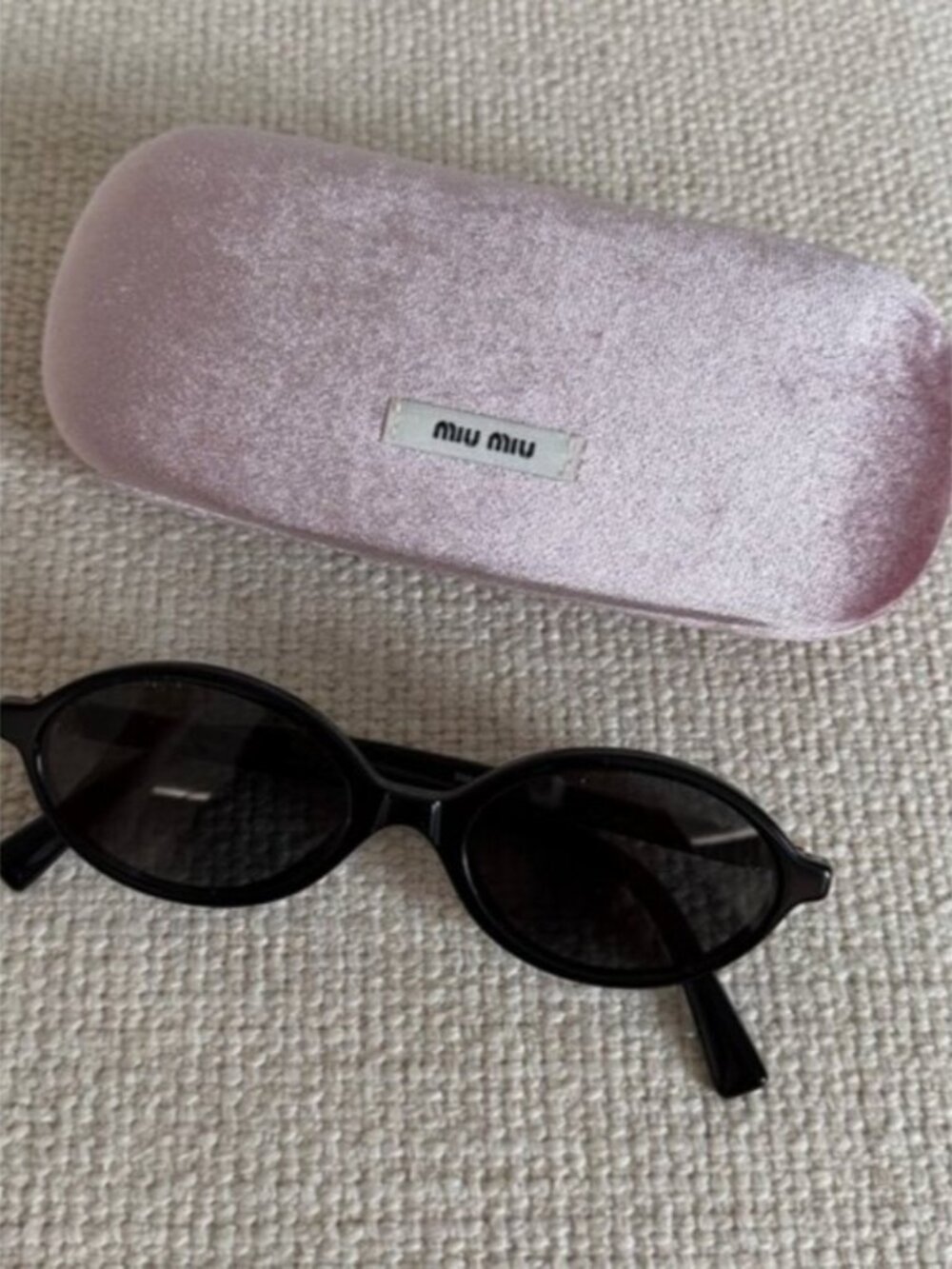 Miu Miu Black Sunglasses with Pink Velvet Case